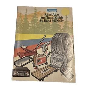 Road Atlas Travel Guide 1979 Rand McNally Montgomery Ward Tires Auto Service Ad